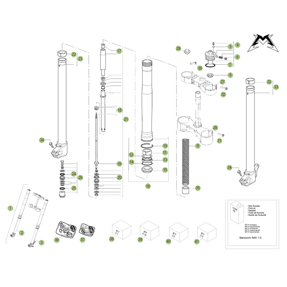 Beta RR520 Factory 11 Gabel 1 Ersatzteile